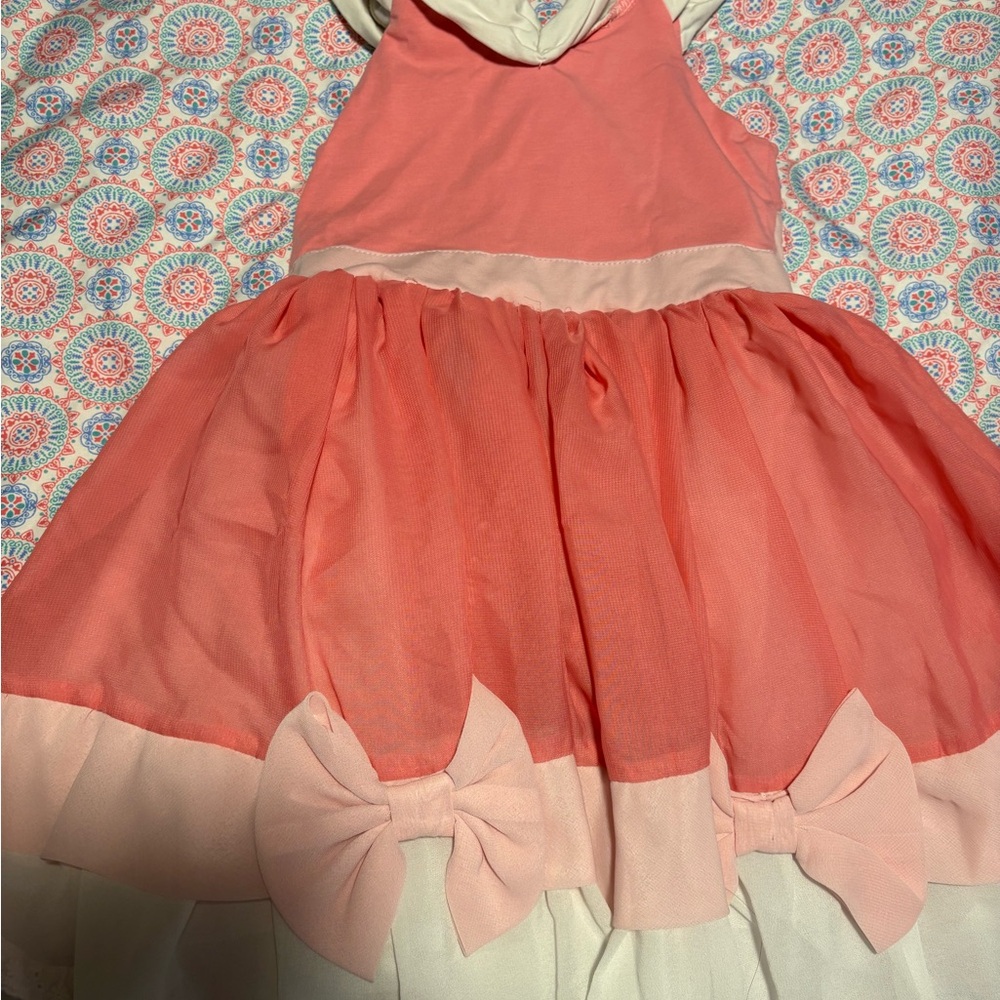Disney Coral and Cream Kids Dress with Bows